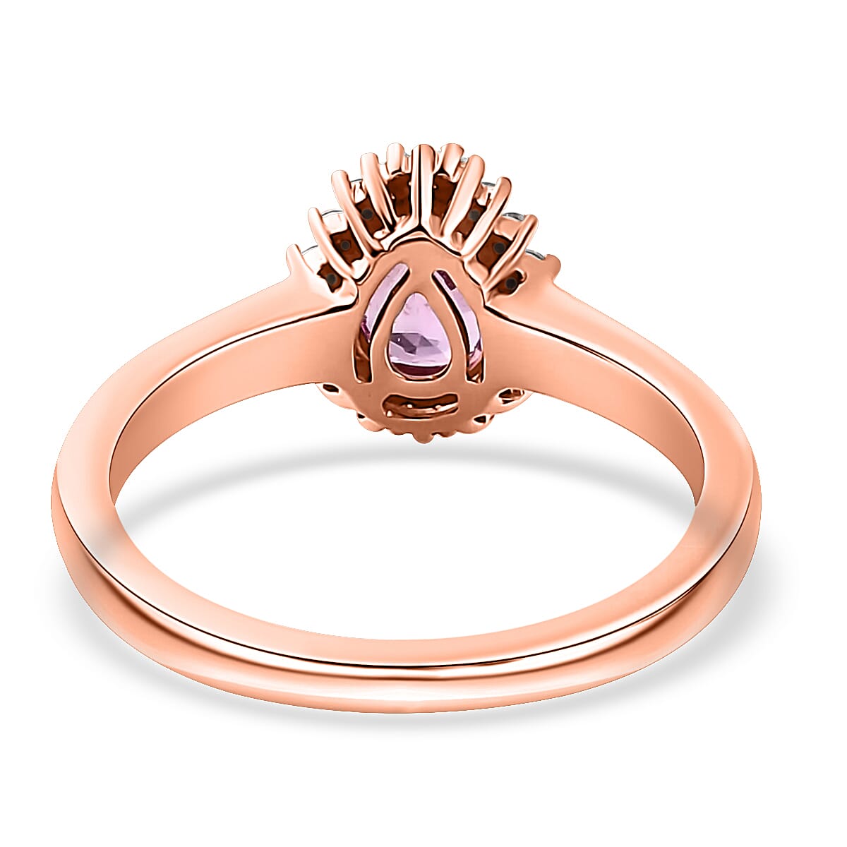 Iliana 18K Rose Gold AAA Madagascar Pink Sapphire and G-H SI Diamond Halo Ring (Size 8.5) 1.00 ctw image number 4