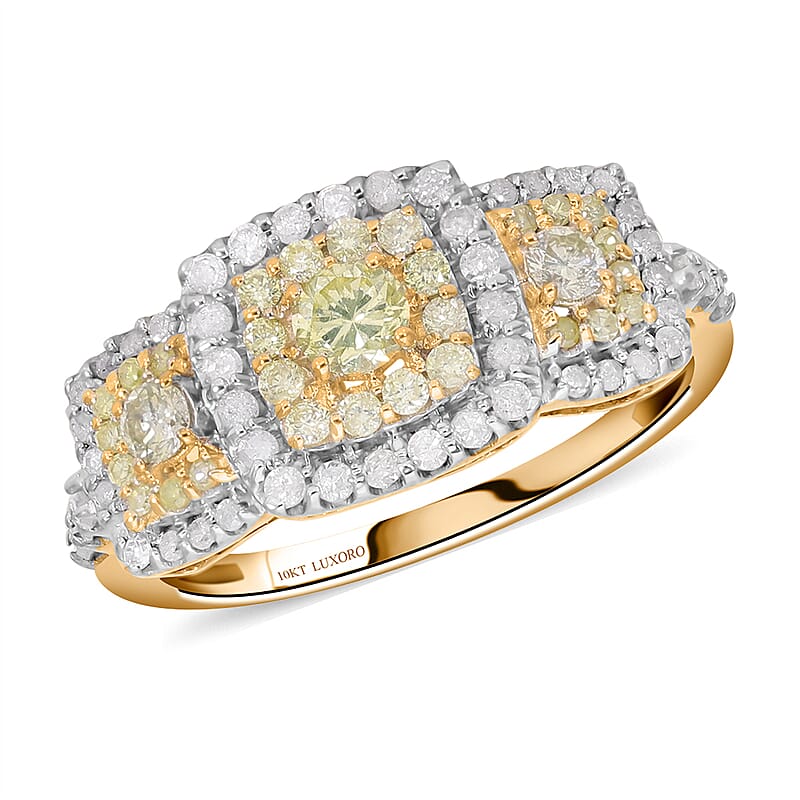 Luxoro 10K Yellow Gold I3 Natural Yellow and White Diamond Ring (Size 5.0) 1.00 ctw