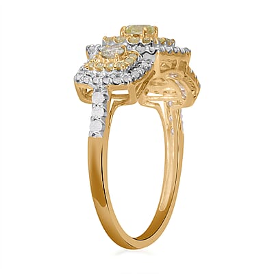 Luxoro 10K Yellow Gold I3 Natural Yellow and White Diamond Ring (Size 5.0) 1.00 ctw
