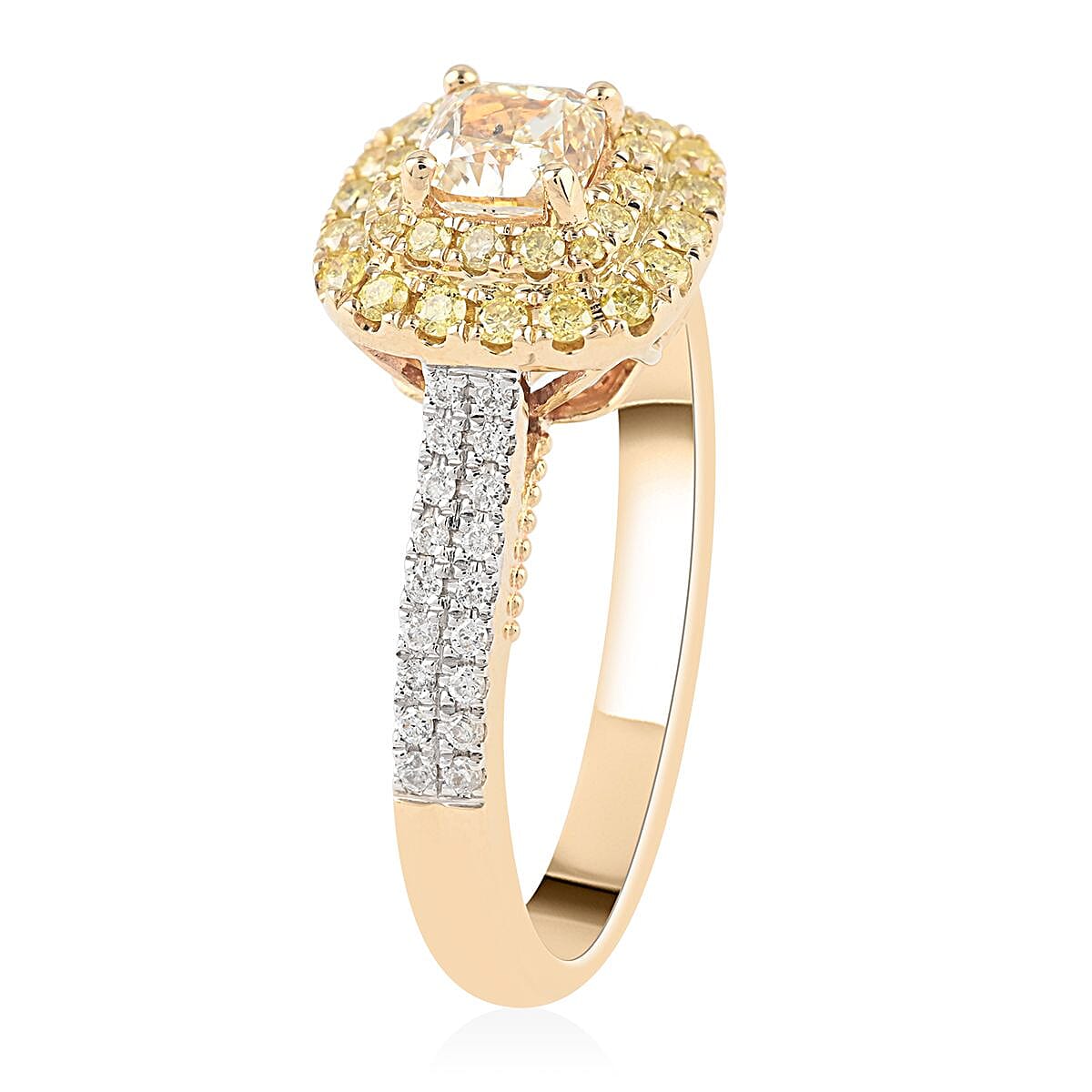 Ankur Treasure Chest 14K Yellow Gold Natural Yellow and White Diamond Ring (Size 5.5) 4.20 Grams 1.00 ctw