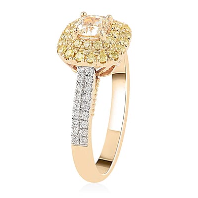 Ankur Treasure Chest 14K Yellow Gold Natural Yellow and White Diamond Ring (Size 5.5) 4.20 Grams 1.00 ctw