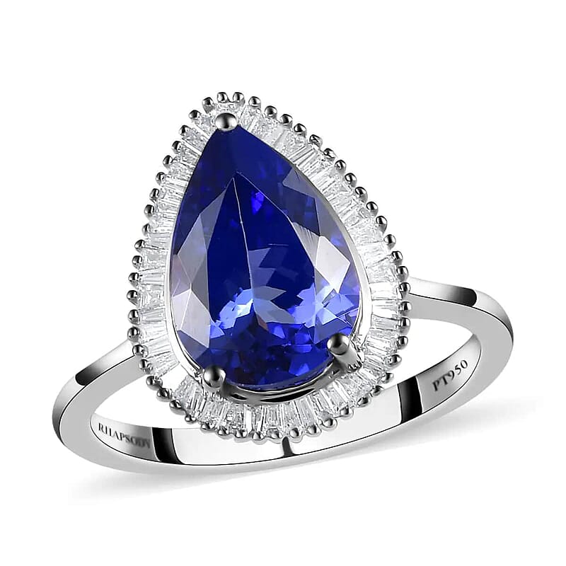 Rhapsody AAAA Tanzanite and E-F VS2 Diamond 3.50 ctw Ring in 950 Platinum (Size 5.0) 6.60 Grams