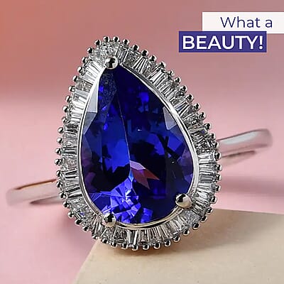 Rhapsody AAAA Tanzanite and E-F VS2 Diamond 3.00 ctw Ring in 950 Platinum (Size 7.5) 4.40 Grams
