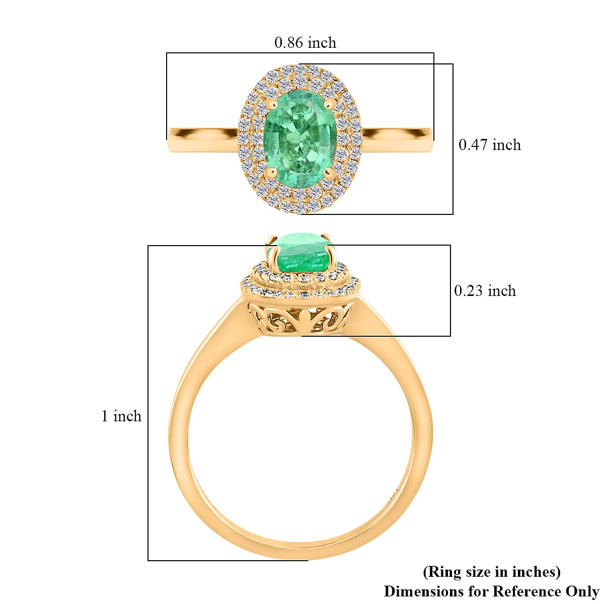 Certified Iliana 18K Yellow Gold AAA Ethiopian Emerald and G-H SI Diamond Double Halo Ring (Size 5.0) 3.50 Grams 1.00 ctw