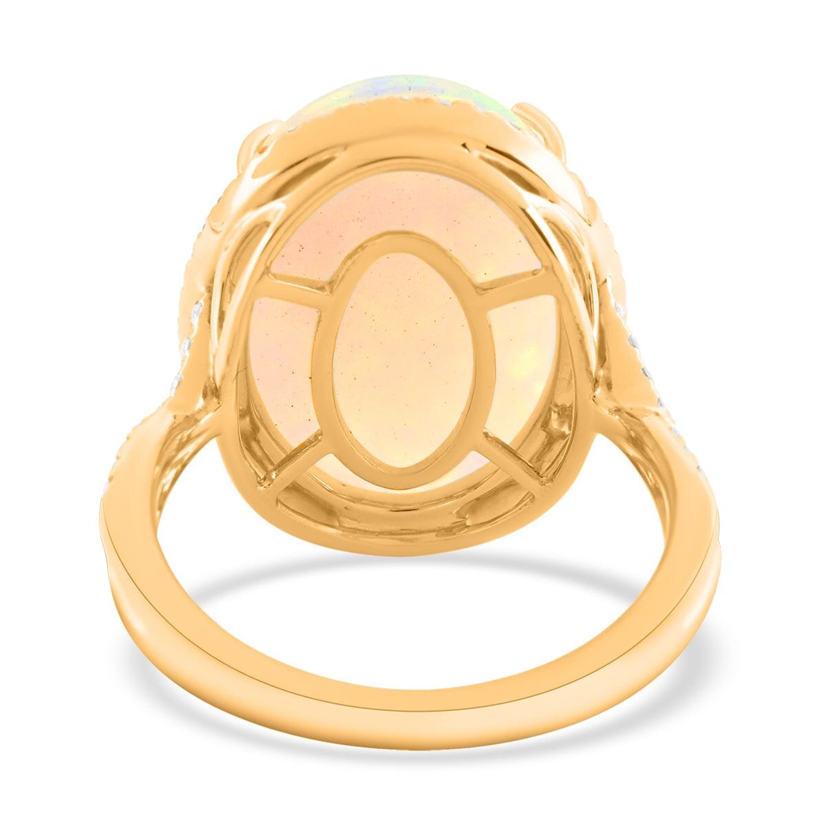 Certified & Appraised Iliana 18K Yellow Gold AAA Ethiopian Welo Opal and G-H SI Diamond Halo Ring (Size 10.5) 5.85 Grams 9.50 ctw image number 4
