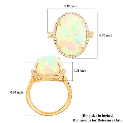 Certified and Appraised Iliana 18K Yellow Gold AAA Ethiopian Welo Opal and G-H SI Diamond Halo Ring (Size 12.0) 5.85 Grams 9.50 ctw