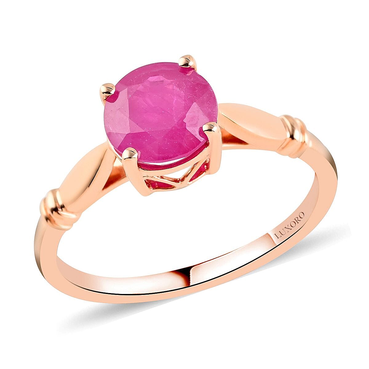 Luxoro 14K Rose Gold AAA Mozambique Ruby Solitaire Ring (Size 7.5) 2.40 Grams 1.50 ctw image number 0