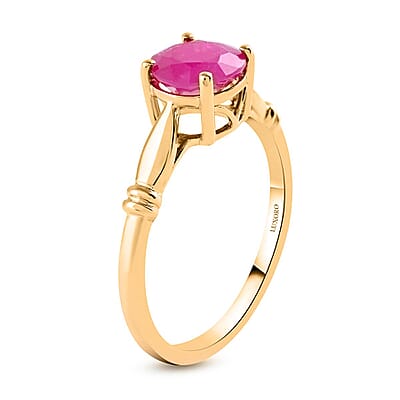 Luxoro 14K Yellow Gold AAA Mozambique Ruby Solitaire Ring (Size 5.0) 2.40 Grams 1.50 ctw
