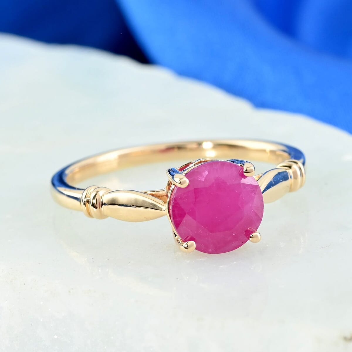 Luxoro 14K Yellow Gold AAA Mozambique Ruby Solitaire Ring (Size 6.5) 1.50 ctw image number 1