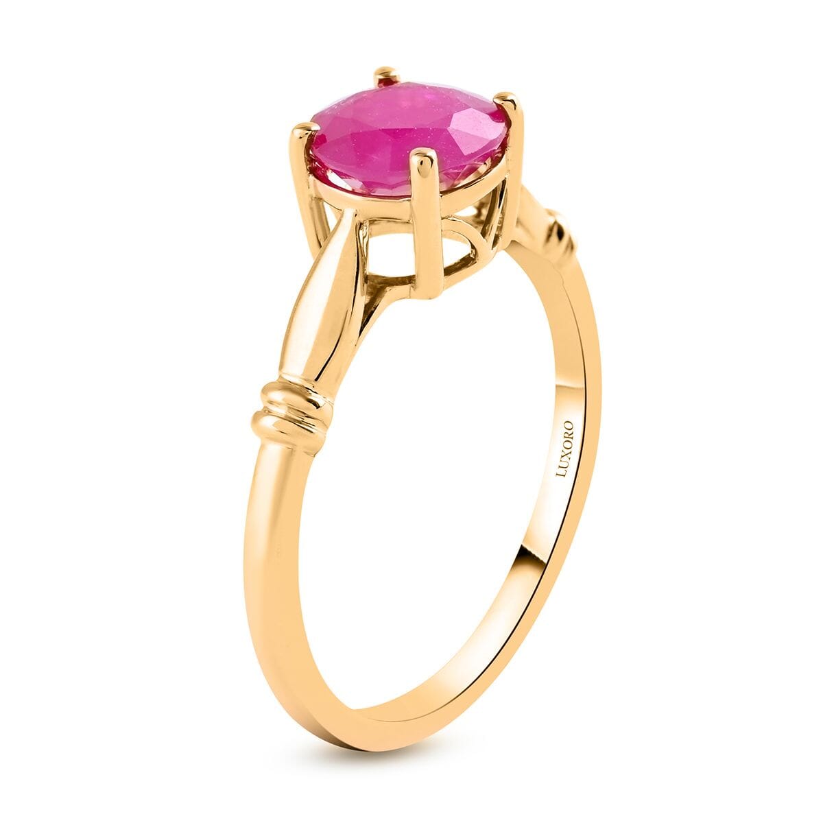 Luxoro 14K Yellow Gold AAA Mozambique Ruby Solitaire Ring (Size 6.5) 1.50 ctw image number 3