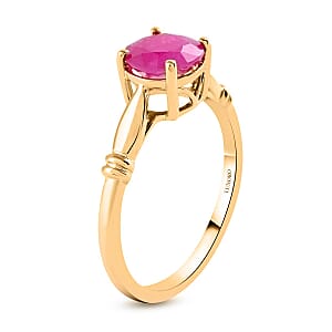Luxoro 14K Yellow Gold AAA Mozambique Ruby Solitaire Ring (Size 6.5) 1.50 ctw