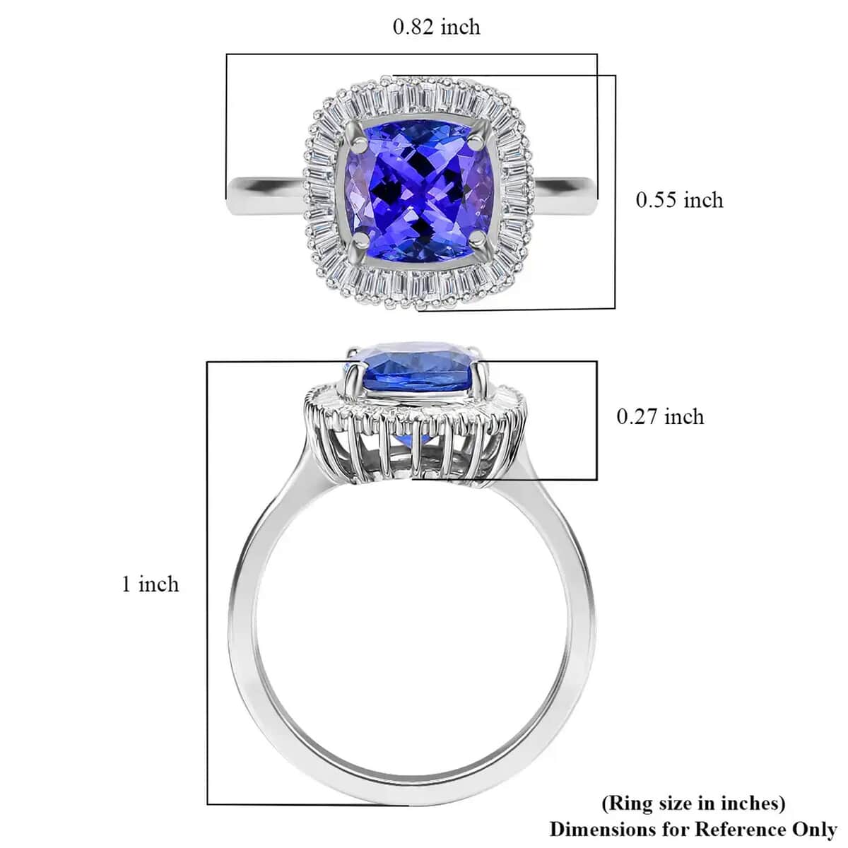 Rhapsody AAAA Tanzanite and E-F VS2 Diamond 3.00 ctw Ring in 950 Platinum, Tanzanite Ring, Diamond Halo Ring, Platinum Ring 3.00 ctw (Size 11.00) image number 5