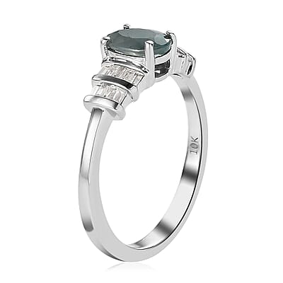 Luxoro 10K White Gold Premium Narsipatnam Alexandrite and G-H I3 Diamond Ring (Size 5.0) 2.40 Grams 1.00 ctw
