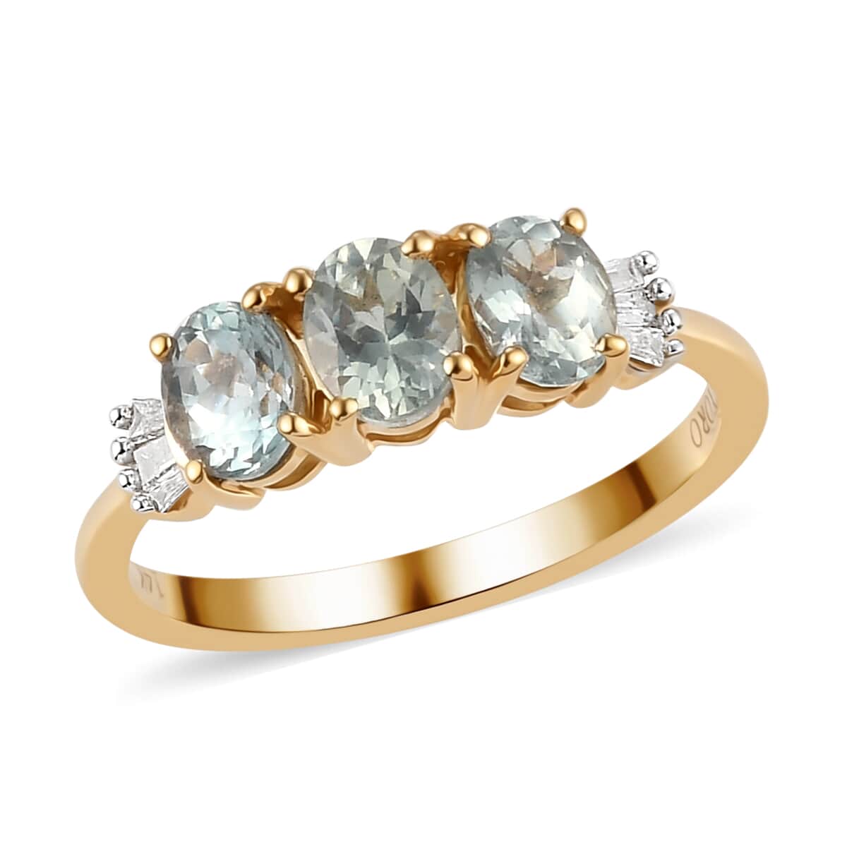 Luxoro 14K Yellow Gold AAA Narsipatnam Alexandrite and G-H I2 Diamond Trilogy Ring (Size 5.0) 1.15 ctw image number 0