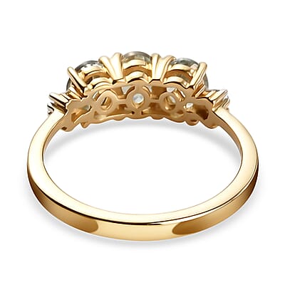 Luxoro 14K Yellow Gold AAA Narsipatnam Alexandrite and G-H I2 Diamond Trilogy Ring (Size 5.0) 1.15 ctw
