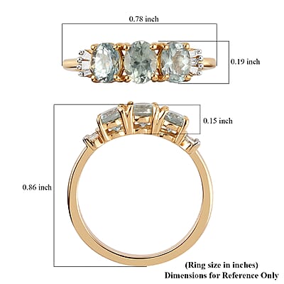 Luxoro 14K Yellow Gold AAA Narsipatnam Alexandrite and G-H I2 Diamond Trilogy Ring (Size 5.0) 1.15 ctw