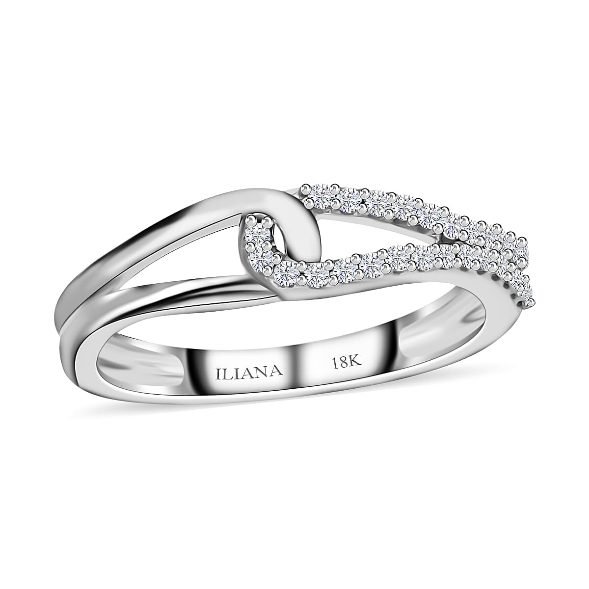 Iliana IGI Certified 18K White Gold G-H SI Diamond Band Ring (Size 5.0) 0.20 ctw