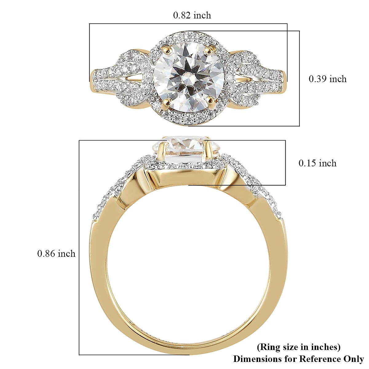Luxoro 10K Yellow Gold Moissanite Ring, Promise Rings (Size 10.5) 1.40 ctw image number 5