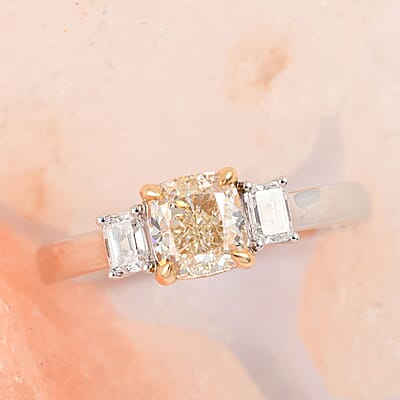 18K White, Yellow Gold Natural Yellow and White Diamond Ring (Size 4.5) 4.2 Grams 1.30 ctw
