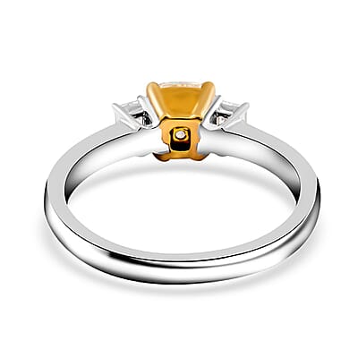 18K White, Yellow Gold Natural Yellow and White Diamond Ring (Size 4.5) 4.2 Grams 1.30 ctw