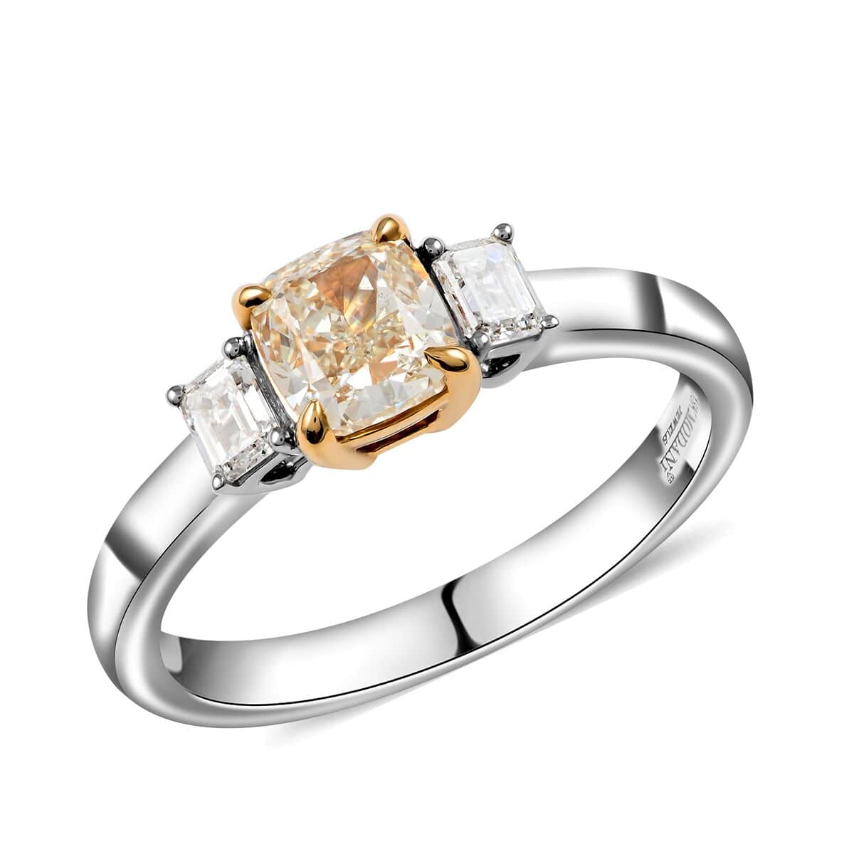 18K White, Yellow Gold Natural Yellow and White Diamond Ring (Size 6.5) 4.2 Grams 1.30 ctw image number 0