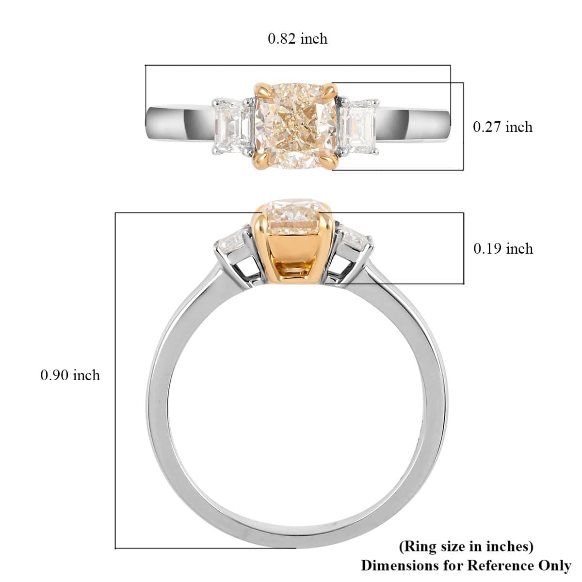 18K White, Yellow Gold Natural Yellow and White Diamond Ring (Size 6.5) 4.2 Grams 1.30 ctw image number 5