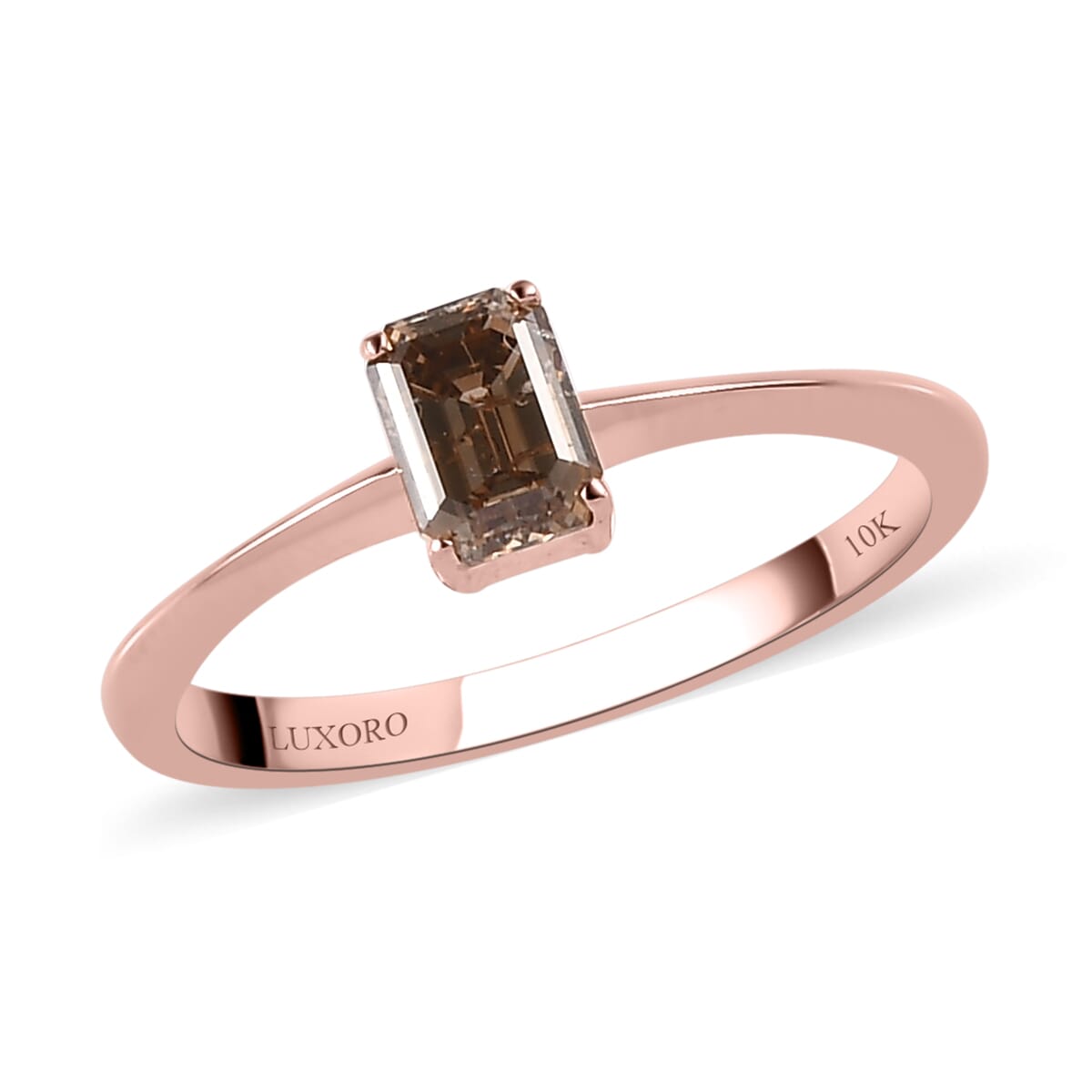Luxoro 10K Rose Gold I3 Natural Champagne Diamond Solitaire Ring (Size 7.5) 0.50 ctw image number 0