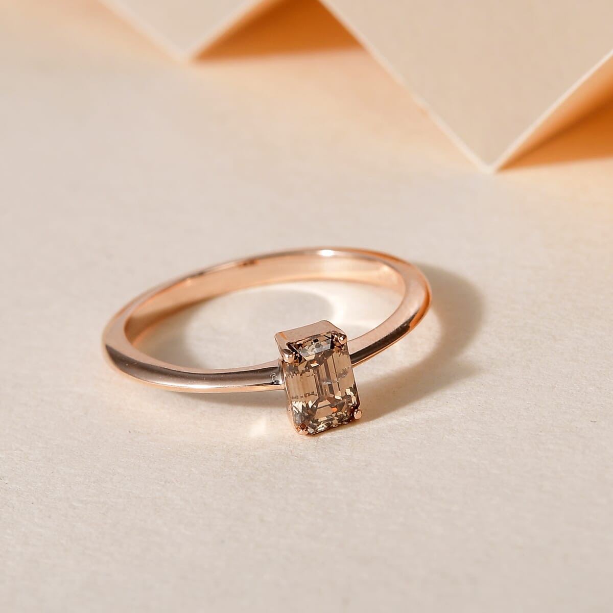 Luxoro 10K Rose Gold I3 Natural Champagne Diamond Solitaire Ring (Size 7.5) 0.50 ctw image number 1