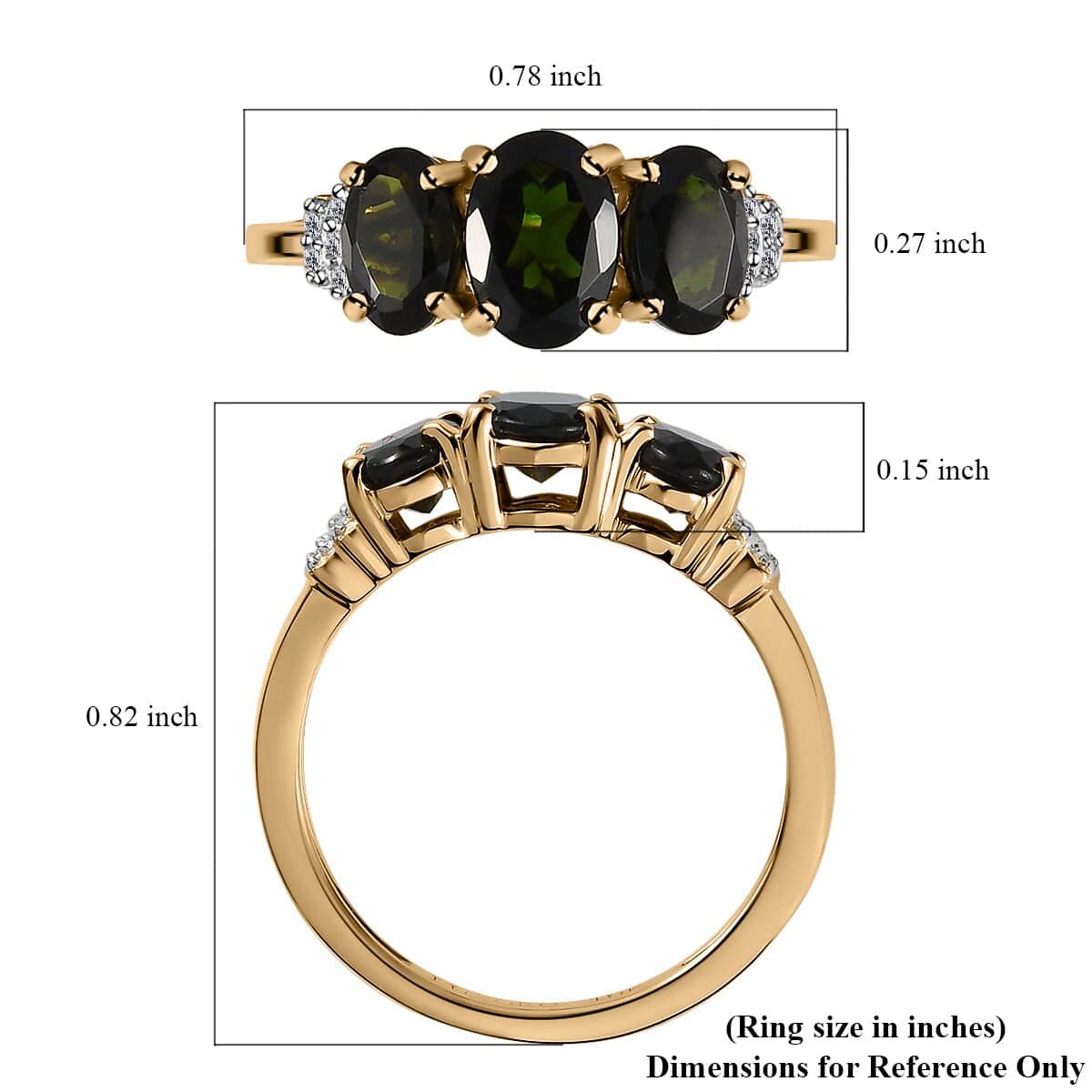 Luxoro 10K Yellow Gold Premium Tanzanian Chrome Tourmaline and Diamond Ring (Size 5.5) 1.65 ctw image number 5