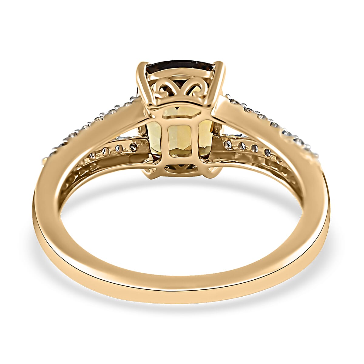 Luxoro 10K Yellow Gold Premium Golden Tanzanite and G-H I3 Diamond Ring (Size 7.5) 2.10 ctw image number 4