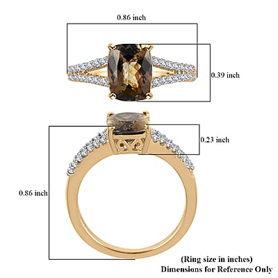 Luxoro 10K Yellow Gold Premium Golden Tanzanite and G-H I3 Diamond Ring (Size 7.5) 2.10 ctw