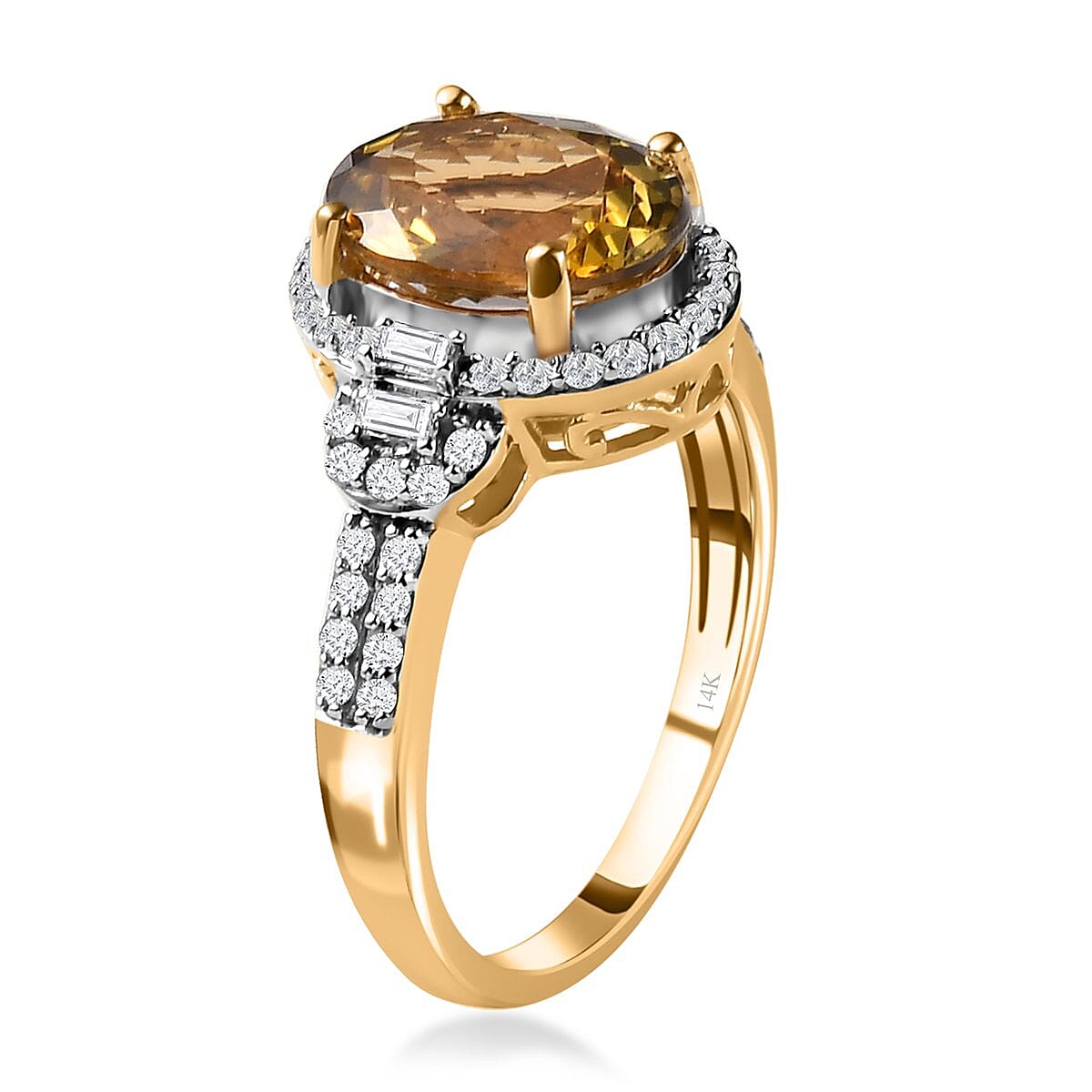 Luxoro 14K Yellow Gold Premium Golden Tanzanite and G-H I3 Diamond Ring (Size 10.5) 3.50 Grams 3.10 ctw image number 3