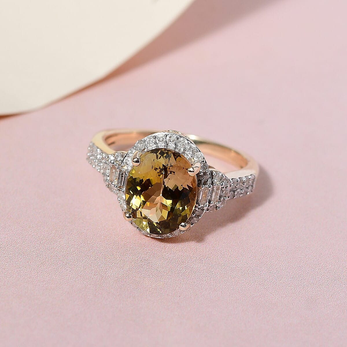 Luxoro 14K Yellow Gold Premium Golden Tanzanite and G-H I3 Diamond Ring (Size 12.0) 3.50 Grams 3.10 ctw image number 1