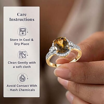 Luxoro 14K Yellow Gold Premium Golden Tanzanite and G-H I3 Diamond Ring (Size 12.0) 3.50 Grams 3.10 ctw