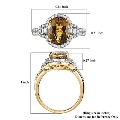 Luxoro 14K Yellow Gold Premium Golden Tanzanite and G-H I3 Diamond Ring (Size 12.0) 3.50 Grams 3.10 ctw