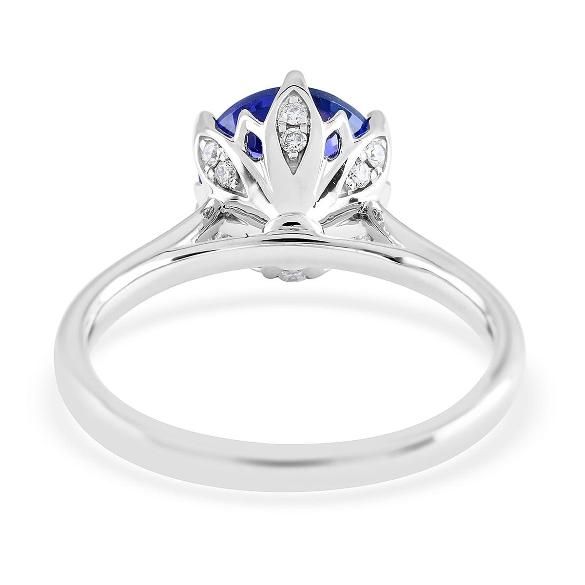 Certified and Appraised Rhapsody 950 Platinum AAAA Tanzanite and E-F VS Diamond Ring (Size 6.5) 5.95 Grams 3.40 ctw image number 4