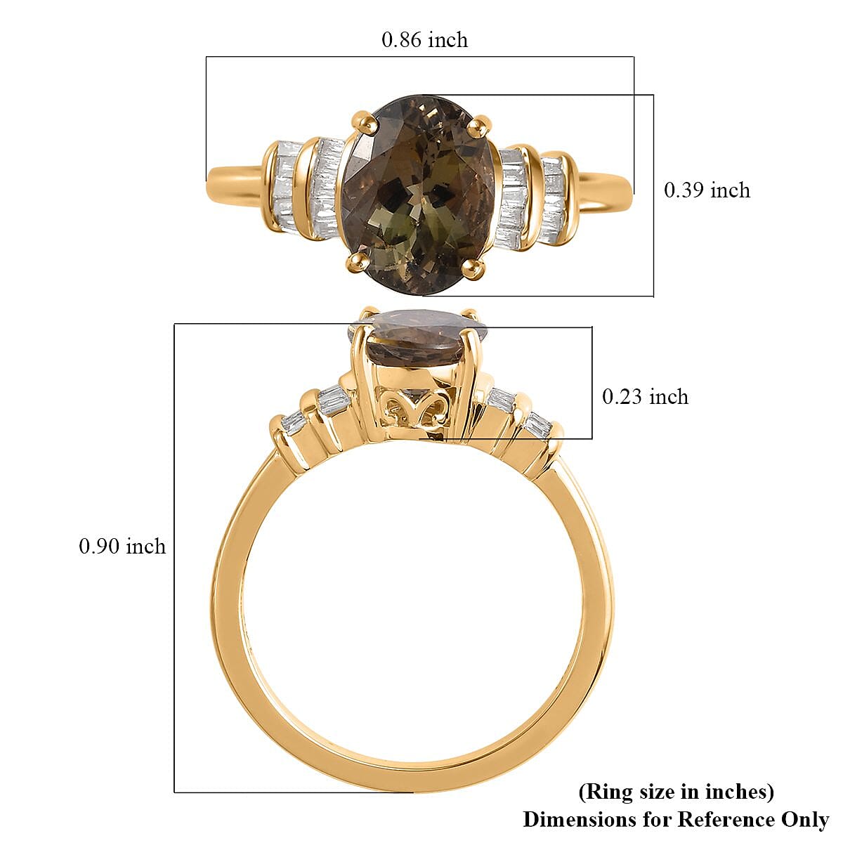 Luxoro 14K Yellow Gold Premium Golden Tanzanite and G-H I3 Diamond Ring (Size 5.5) 2.10 ctw image number 5