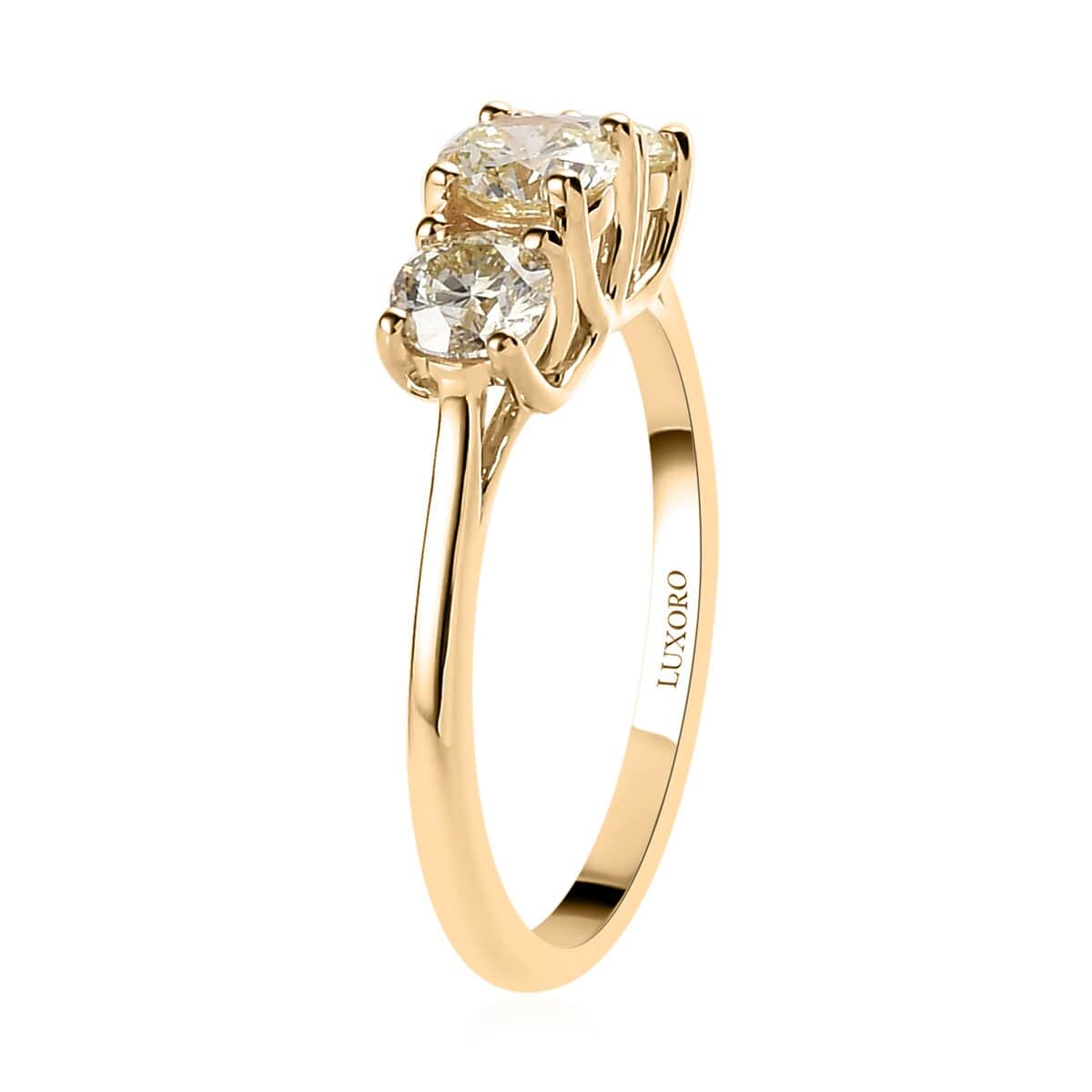 Luxoro 10K Yellow Gold Natural Yellow Diamond I3 Trilogy Ring (Size 6.5) 1.00 ctw image number 3
