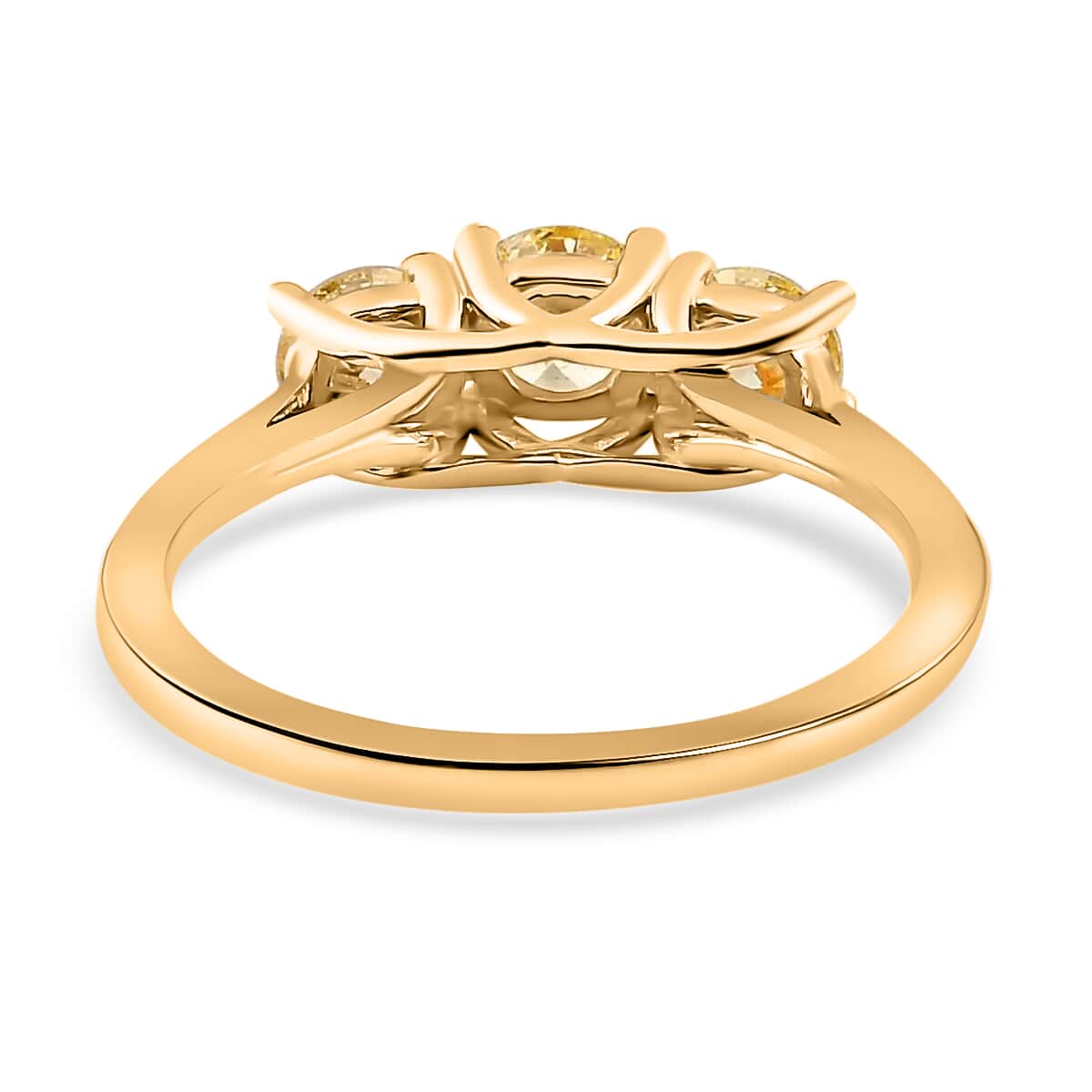 Luxoro 10K Yellow Gold Natural Yellow Diamond I3 Trilogy Ring (Size 6.5) 1.00 ctw image number 4