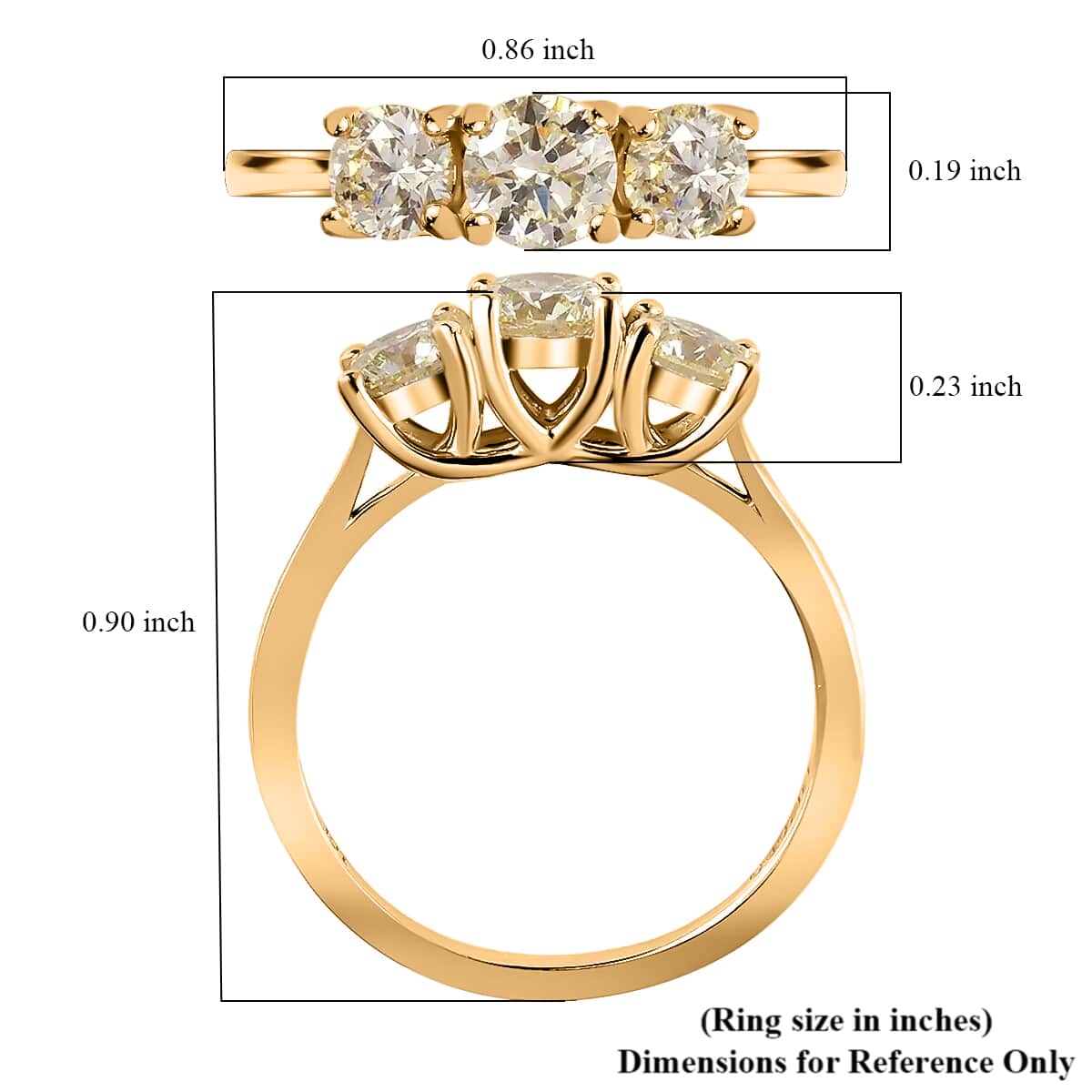 Luxoro 10K Yellow Gold Natural Yellow Diamond I3 Trilogy Ring (Size 6.5) 1.00 ctw image number 5