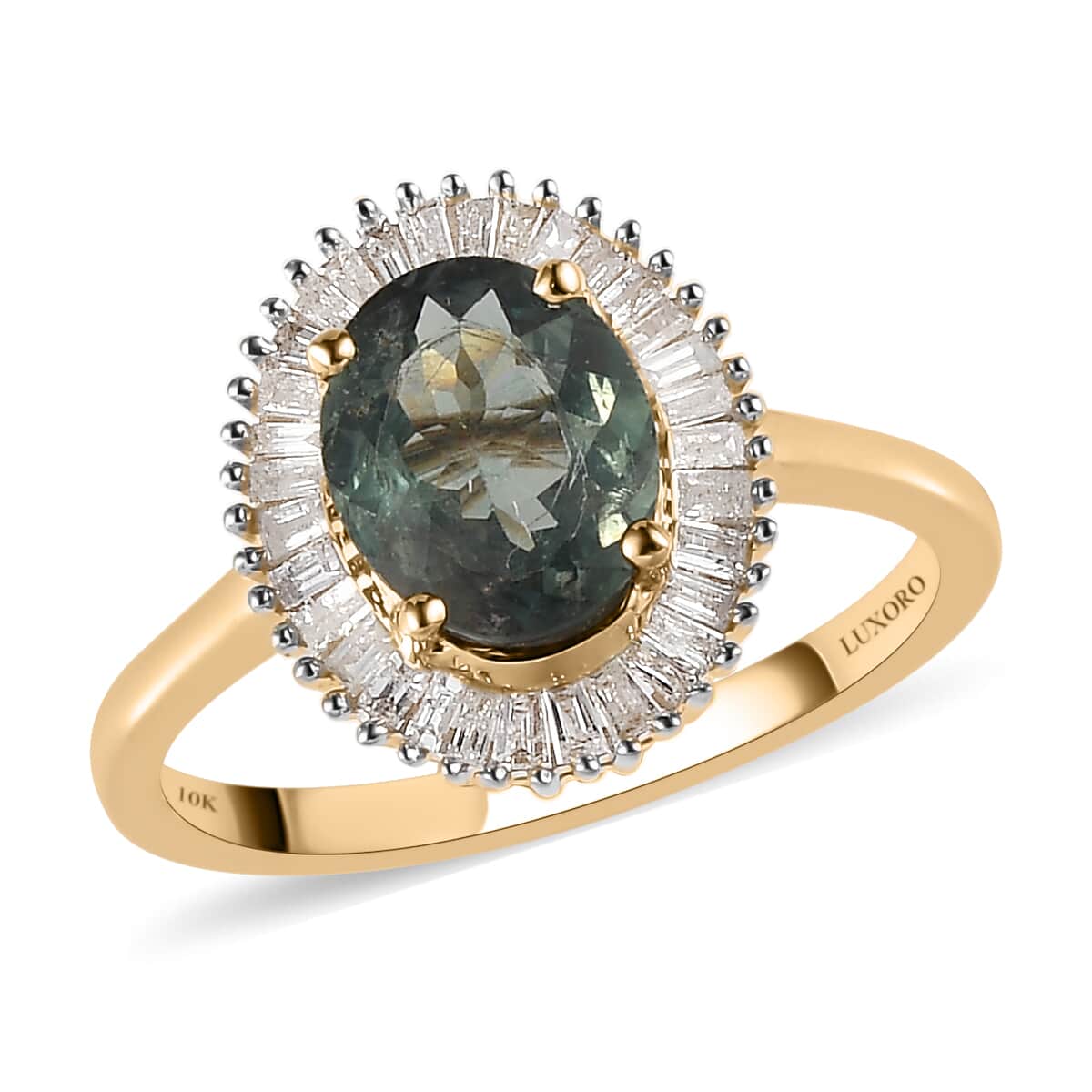 Luxoro 10K Yellow Gold AAA Narsipatnam Alexandrite and G-H I3 Diamond Ring (Size 7.5) 1.60 ctw image number 0