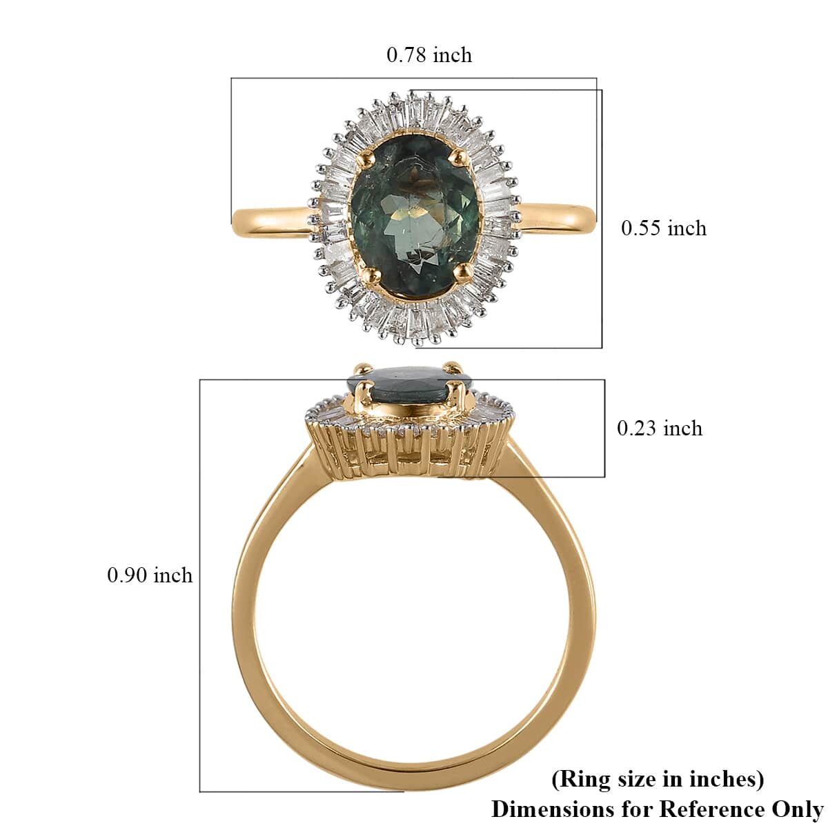 Luxoro 10K Yellow Gold AAA Narsipatnam Alexandrite and G-H I3 Diamond Ring (Size 7.5) 1.60 ctw image number 4