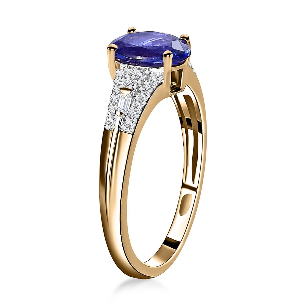 Luxoro 10K Yellow Gold Premium Tanzanite and Diamond Ring (Size 8.5) 1.25 ctw image number 3