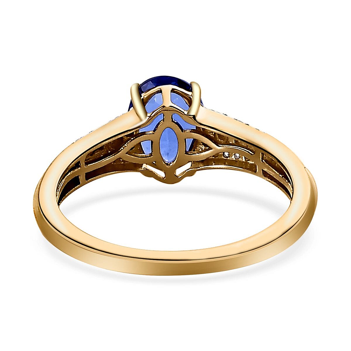 Luxoro 10K Yellow Gold Premium Tanzanite and Diamond Ring (Size 8.5) 1.25 ctw image number 4