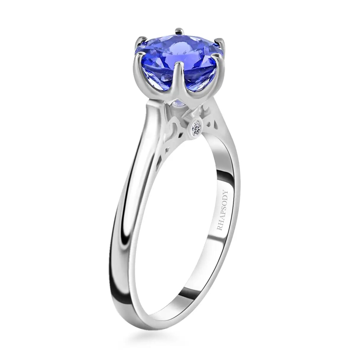 Rhapsody Certified and Appraised AAAA Tanzanite Ring, E-F VS Diamond Accent Ring, 950 Platinum Ring, Wedding Ring 6.15 Grams 2.40 ctw (Size 6.5) image number 4