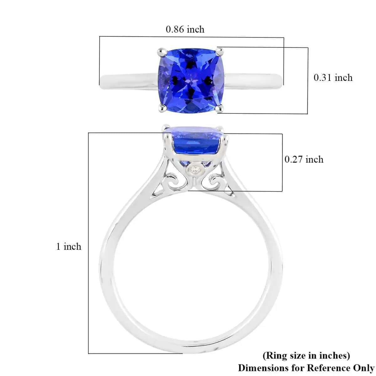 Certified & Appraised Rhapsody 950 Platinum AAAA Tanzanite and E-F VS Diamond Ring (Size 5.5) 4.68 Grams 1.75 ctw (Delivered in 10-12 Business Days)  image number 5