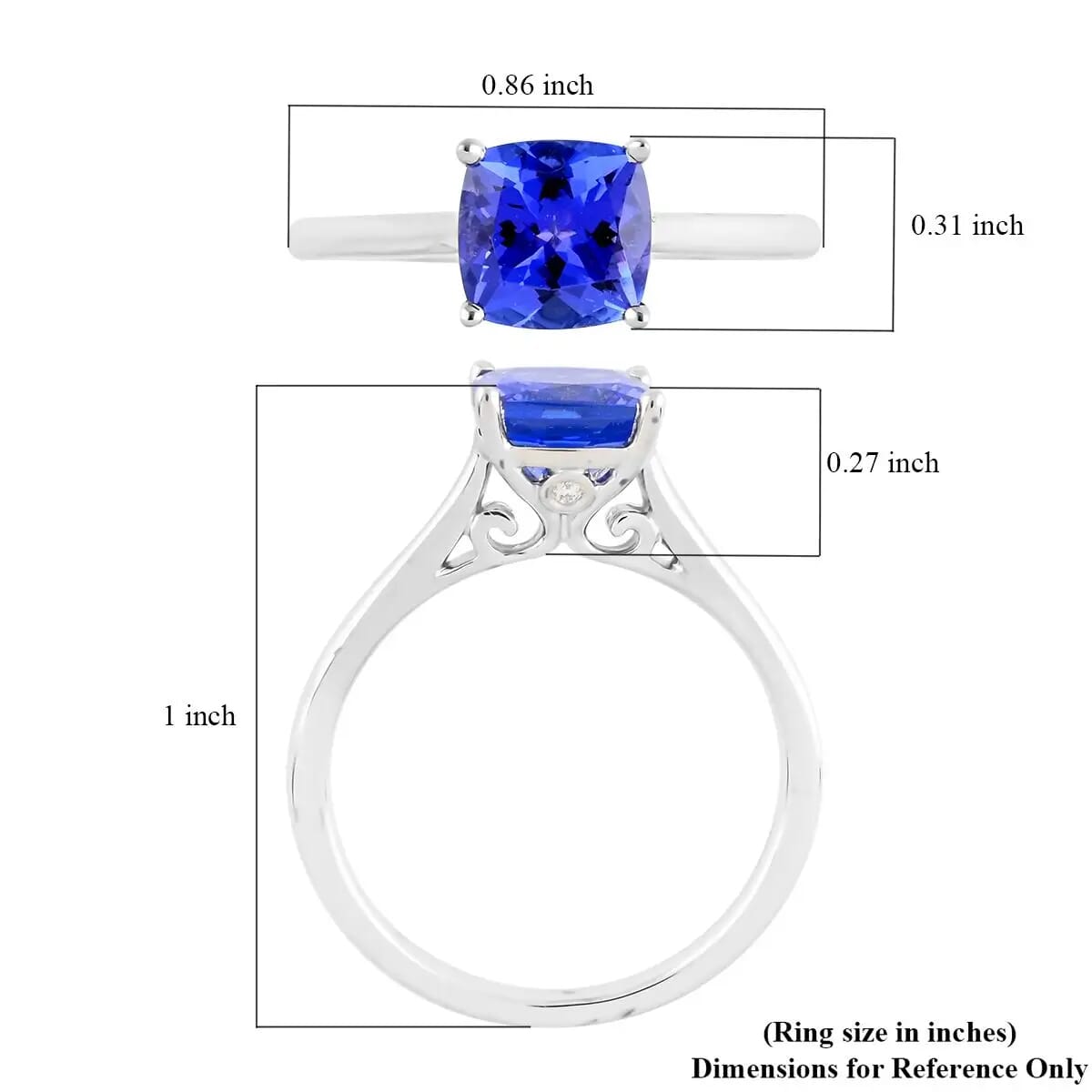 Certified & Appraised Rhapsody 950 Platinum AAAA Tanzanite and E-F VS Diamond Ring (Size 6.5) 4.68 Grams 1.75 ctw (Delivered in 10-12 Business Days)  image number 5