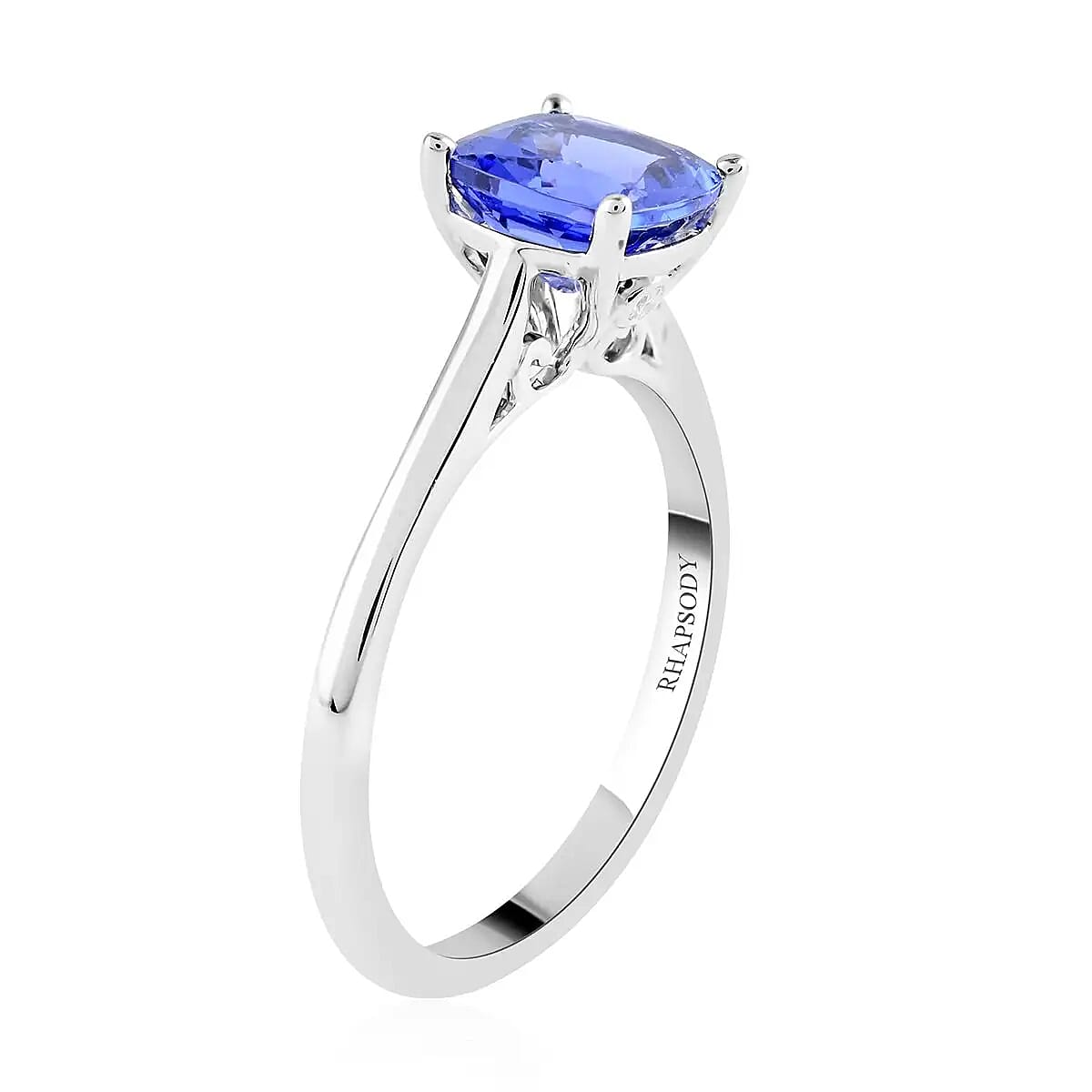 Certified Rhapsody 950 Platinum AAAA Tanzanite and E-F VS Diamond Ring (Size 7.5) 4.68 Grams 1.75 ctw image number 3