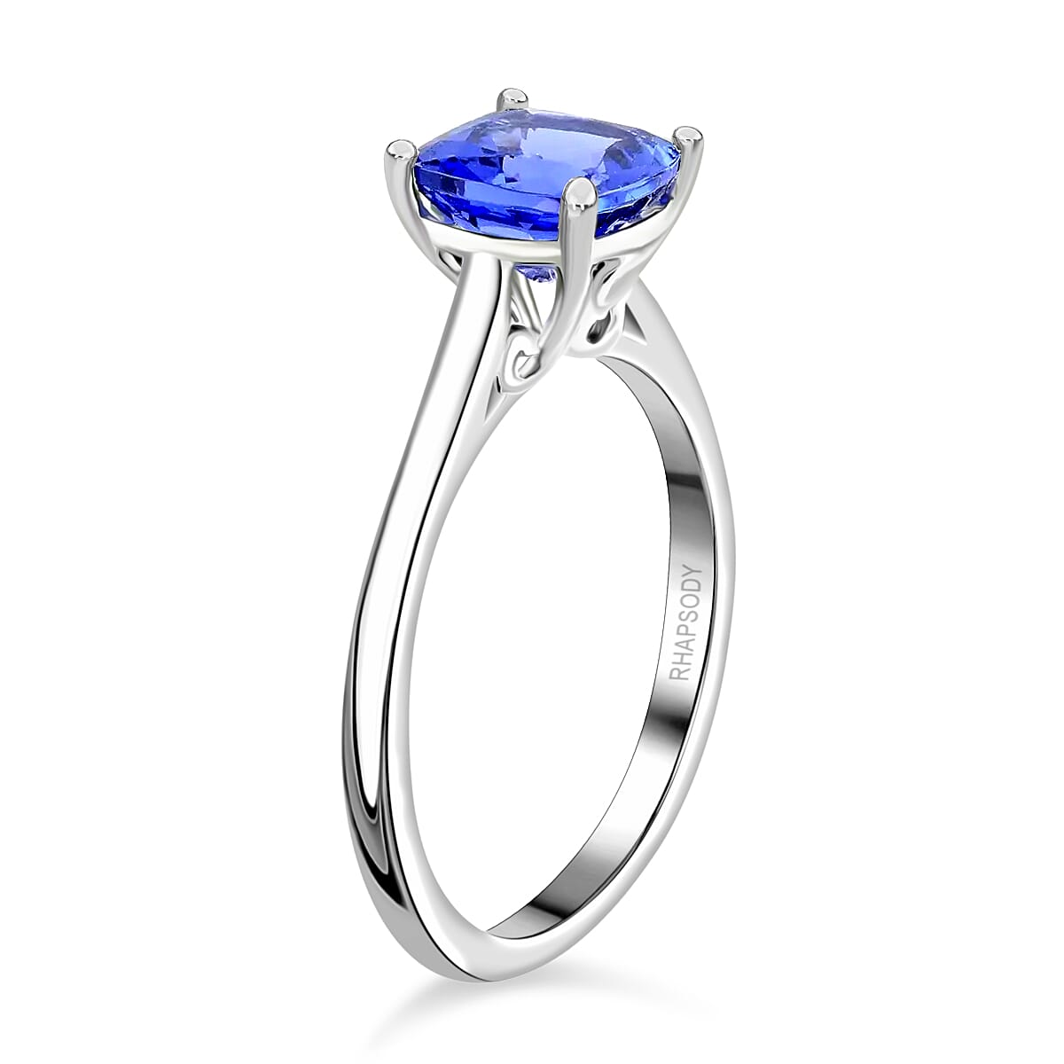 Certified Rhapsody 950 Platinum AAAA Tanzanite and E-F VS Diamond Ring (Size 8.5) 4.68 Grams 1.75 ctw image number 3