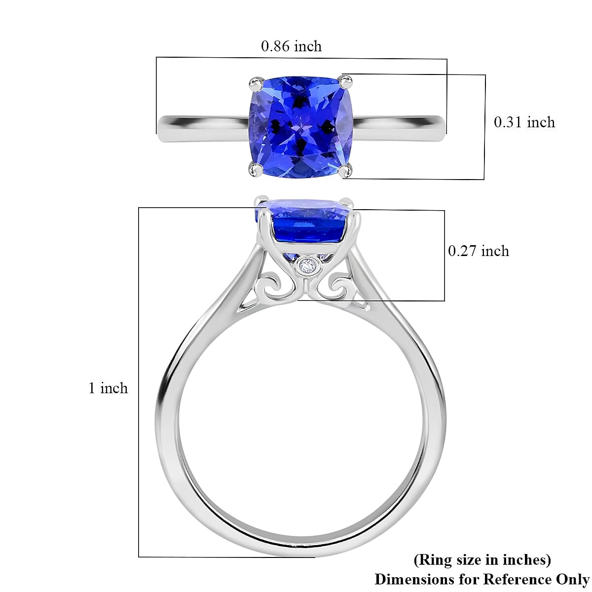 Certified Rhapsody 950 Platinum AAAA Tanzanite and E-F VS Diamond Ring (Size 8.5) 4.68 Grams 1.75 ctw image number 5